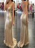 Mermaid Gold Sequin Criss Cross Prom Dress LBQ0855